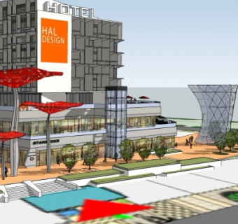 现代酒店综合体su模型