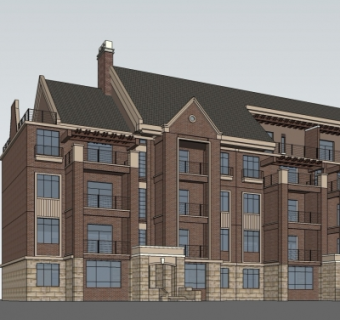 欧式多层公寓su模型