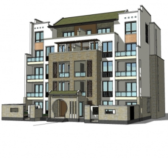 新中式公寓su模型