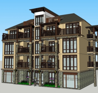 新中式公寓su模型