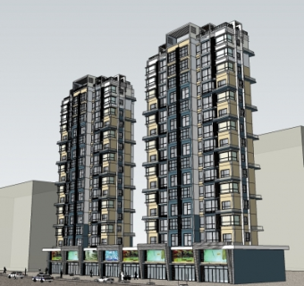 现代办公楼su模型