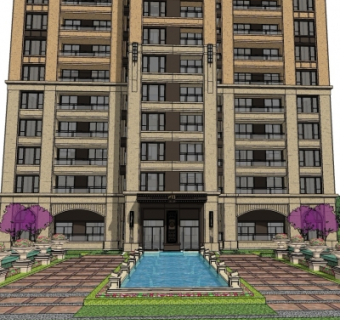 欧式高层住宅su模型