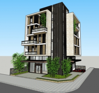 中式高层公寓su模型