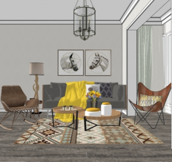 北欧家装组合su模型