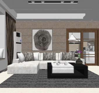 现代客餐厅su模型