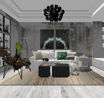 北欧家装组合su模型