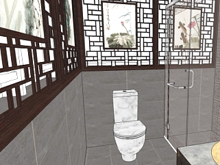 中式卫生间su模型