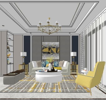 北欧客餐厅su模型