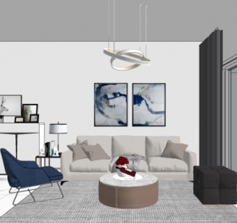 现代简约客厅su模型