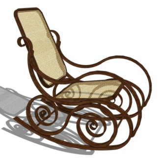 中式实木摇椅户外椅su模型