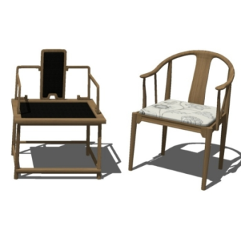 中式单椅组合su模型