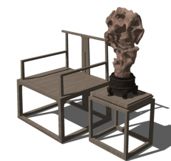 中式单椅组合su模型