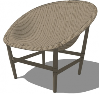 北欧藤编休闲椅su模型