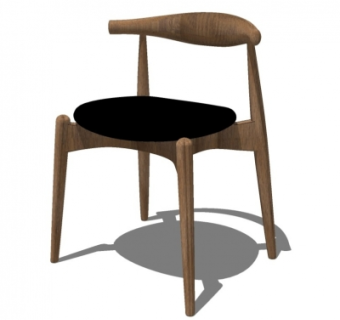 中式实木单椅su模型