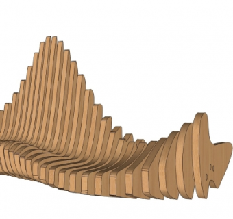 现代实木公用椅su模型
