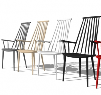 现代靠背椅单椅组合su模型