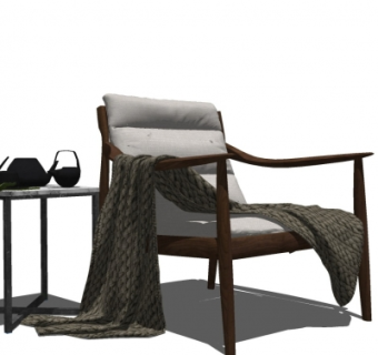 北欧休闲椅组合su模型