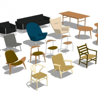 北欧休闲椅组合su模型