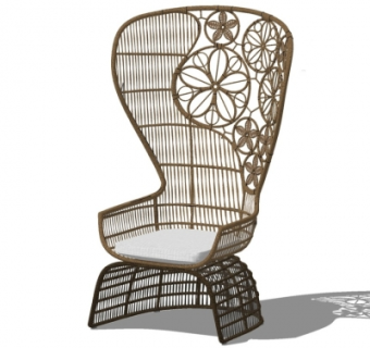 现代藤编户外椅su模型
