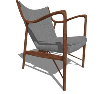 现代实木单椅su模型