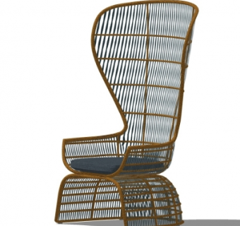 现代藤编户外椅su模型