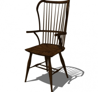 中式单椅靠背椅su模型