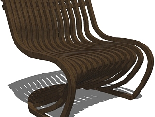现代实木室外椅su模型