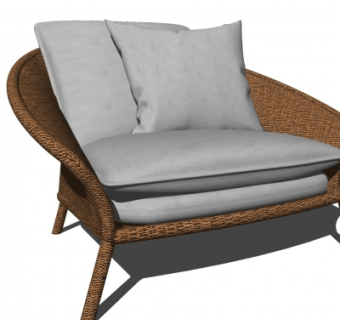 现代藤编户外椅su模型