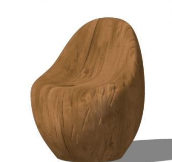 现代实木单椅su模型