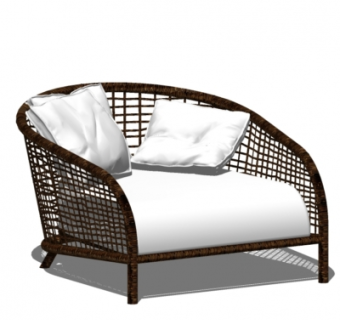 现代藤编户外椅su模型