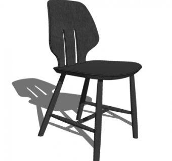 现代实木单椅su模型