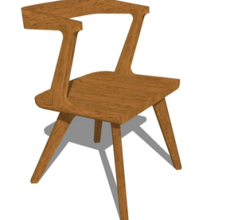 现代实木单椅su模型