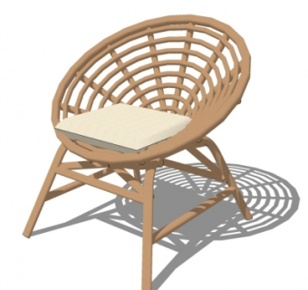 现代实木单椅su模型