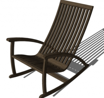 现代实木摇椅户外椅su模型