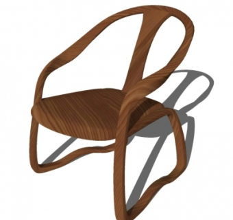 新中式实木单椅su模型