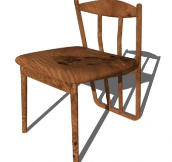 现代实木单椅su模型