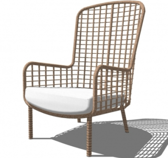 现代藤编户外椅su模型