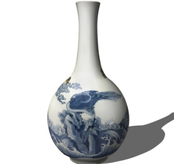 中式陶瓷花瓶su模型