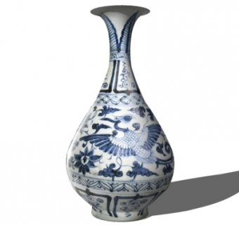 中式陶瓷花瓶su模型