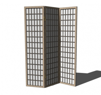 中式简约屏风su模型