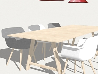 北欧餐桌<em>椅组合</em>su模型