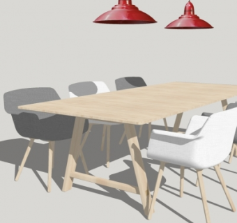 北欧餐桌椅组合su模型