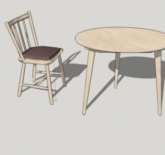 北欧餐桌椅组合su模型
