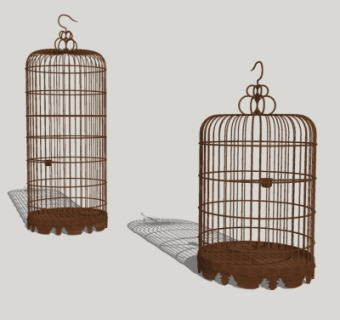 中式木质鸟笼组合su模型