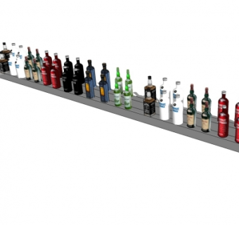 现代酒水组合su模型