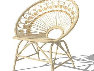 中式藤编单椅su模型