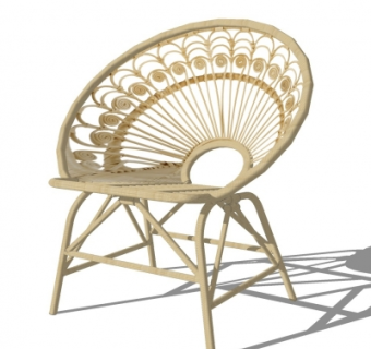 中式藤编单椅su模型