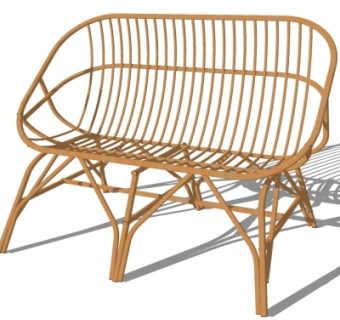现代藤编户外椅su模型