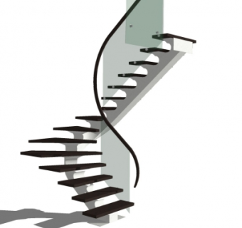 现代玻璃旋转楼梯su模型