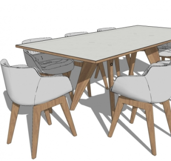 北欧餐桌椅su模型